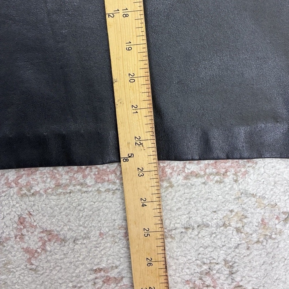 Black Faux Leather Bikercore  Pull On Pencil Skirt 2 Corporate Sleek Indie - Picture 6 of 7